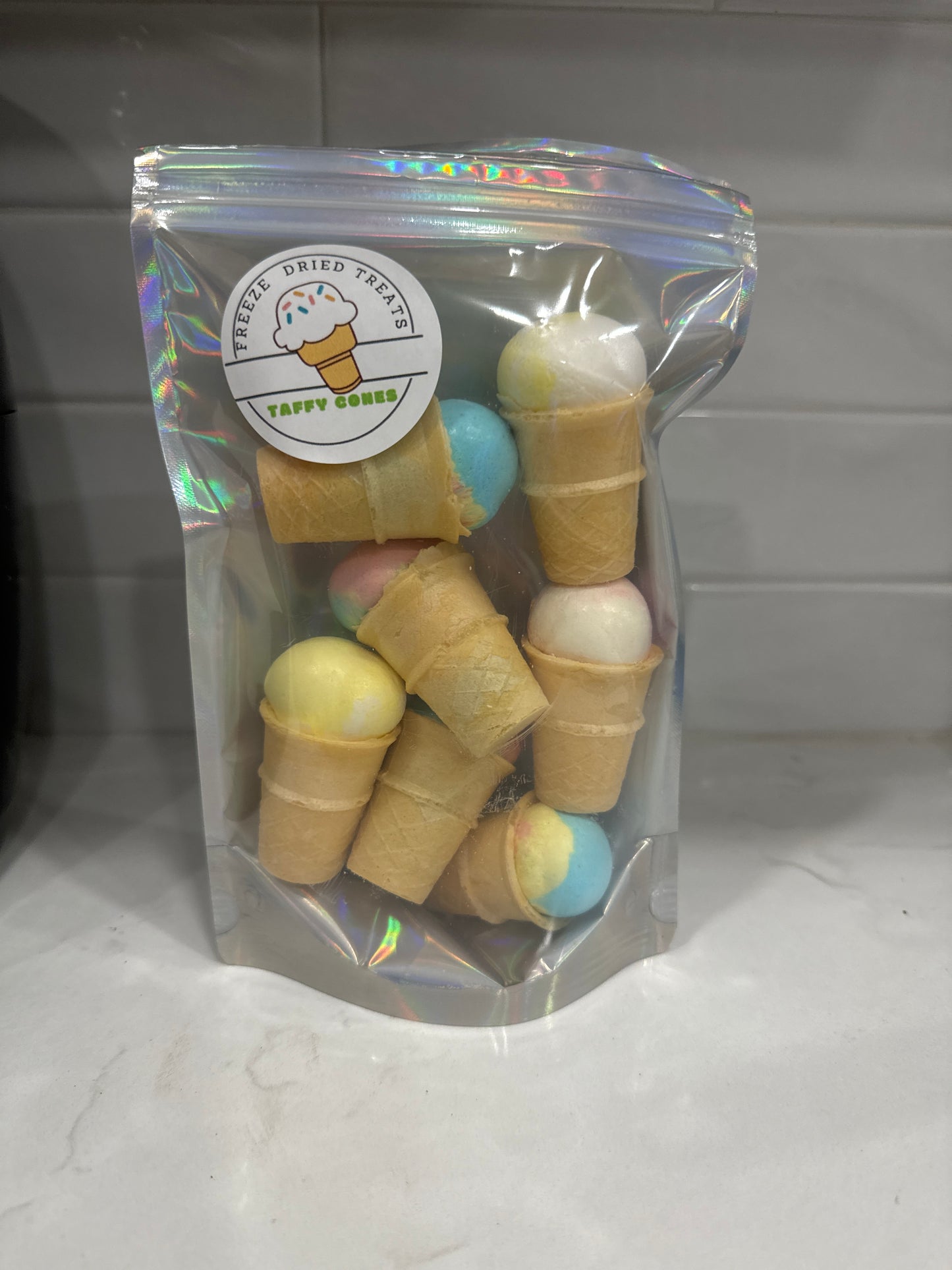 Freeze dried taffy cones!